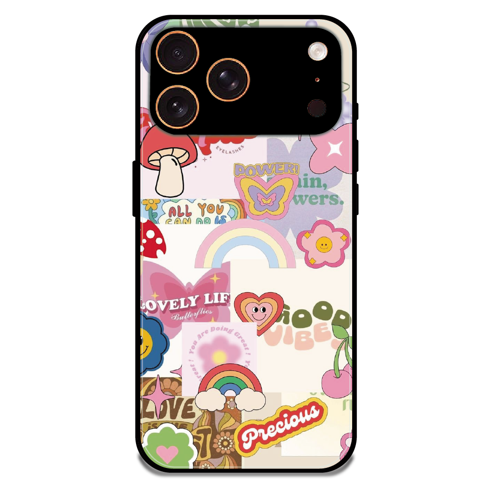 Kawaii Sticker Pop - Glossy Metal Silicone Case For Apple iPhone 17 Pro