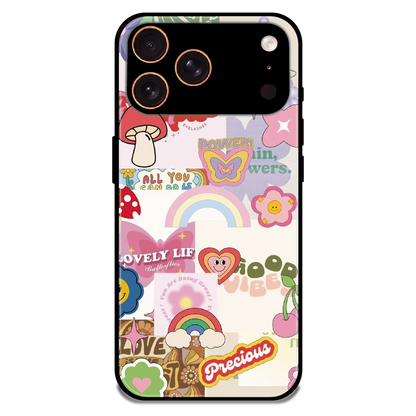 Kawaii Sticker Pop - Glossy Metal Silicone Case For Apple iPhone 17 Pro