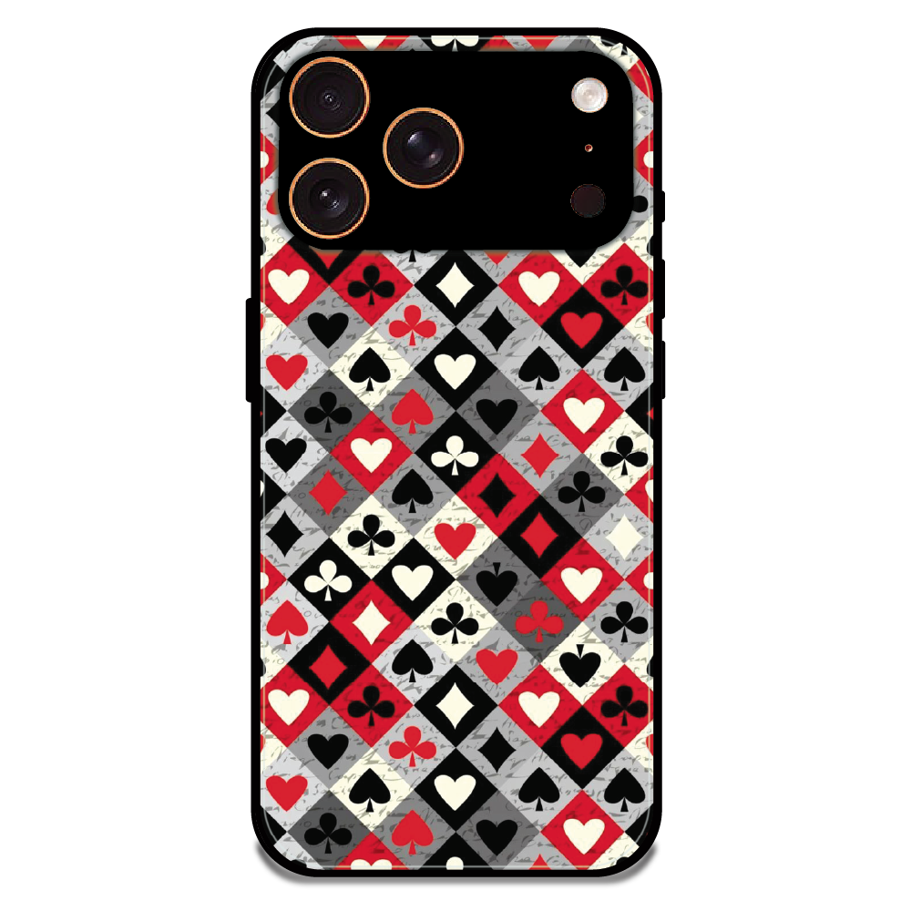 Classic Card Symbols - Glossy Metal Silicone Case For Apple iPhone 17 Pro