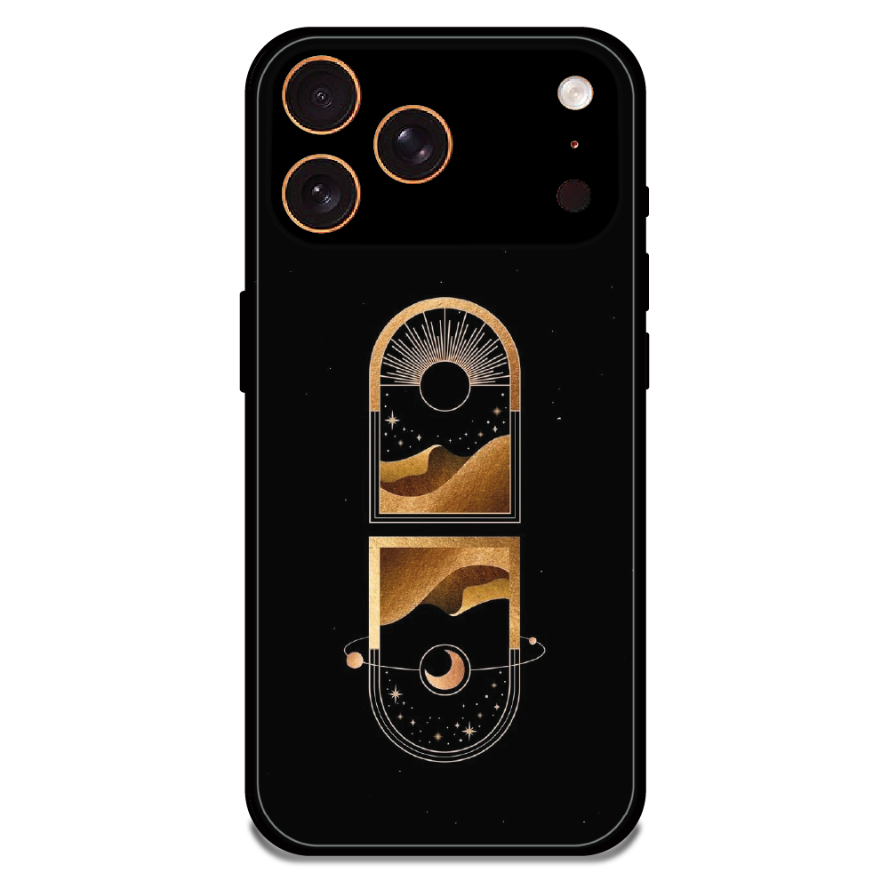 Golden Geometry - Glossy Metal Silicone Case For Apple iPhone 17 Pro