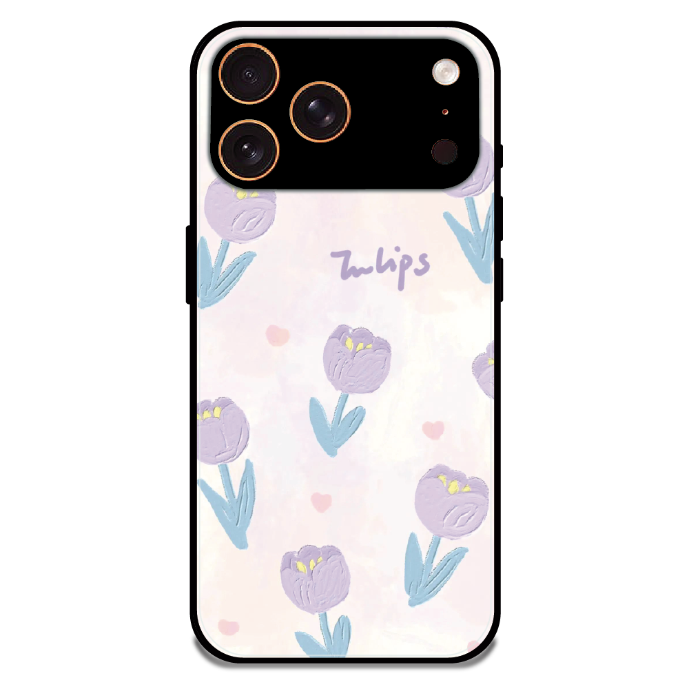 Pastel Tulip Floral - Glossy Metal Silicone Case For Apple iPhone 17 Pro
