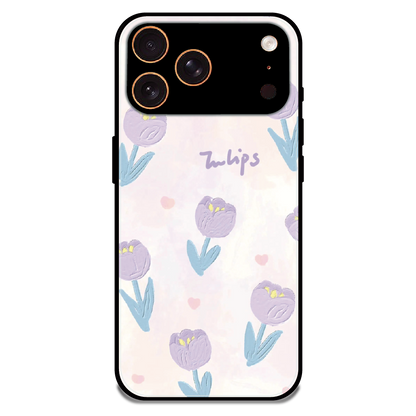 Pastel Tulip Floral - Glossy Metal Silicone Case For Apple iPhone 17 Pro