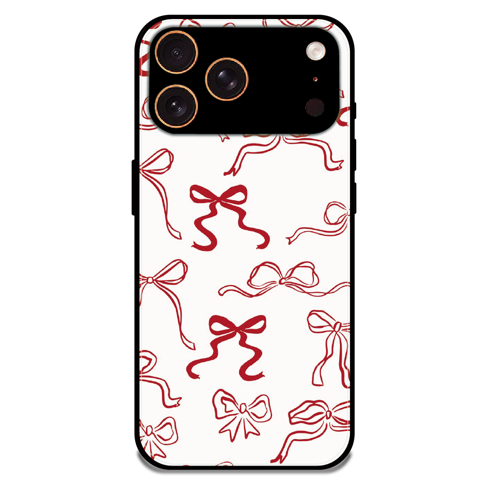 Cherry Bow Minimal - Glossy Metal Silicone Case For Apple iPhone 17 Pro