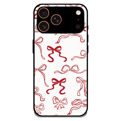 Cherry Bow Minimal - Glossy Metal Silicone Case For Apple iPhone 17 Pro