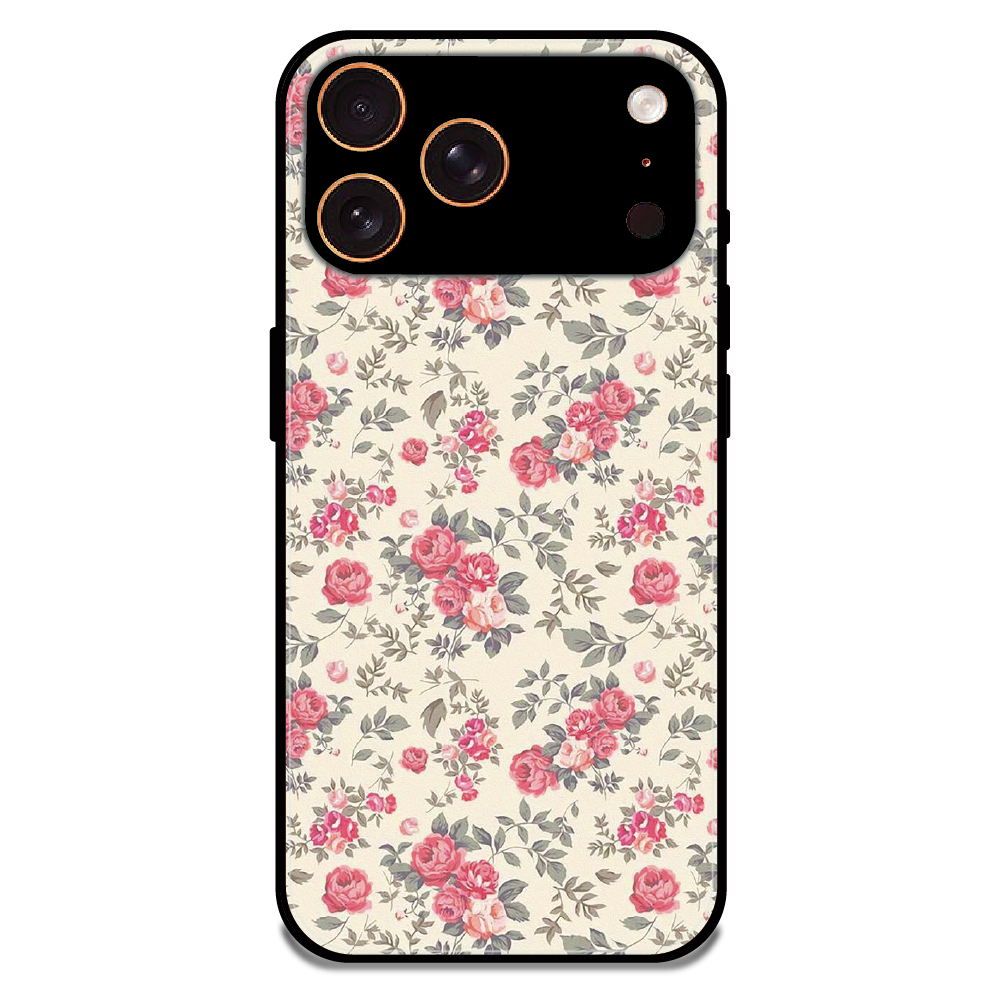 Vintage Rose Meadow - Glossy Metal Silicone Case For Apple iPhone 17 Pro