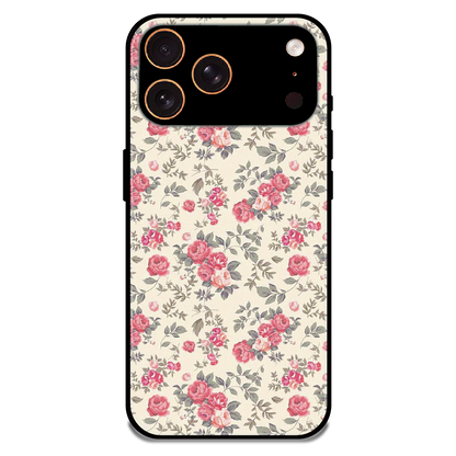 Vintage Rose Meadow - Glossy Metal Silicone Case For Apple iPhone 17 Pro