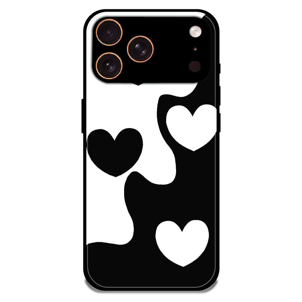 Monochrome Heart Flow - Glossy Metal Silicone Case For Apple iPhone 17 Pro
