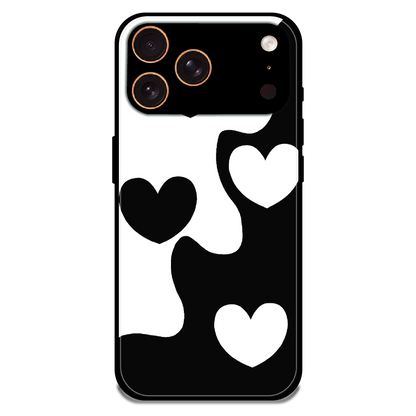 Monochrome Heart Flow - Glossy Metal Silicone Case For Apple iPhone 17 Pro
