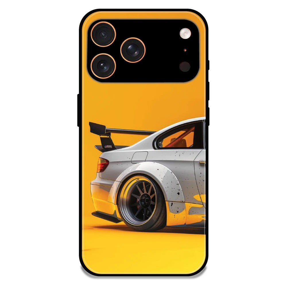 Sport Car Yellow Background - Glossy Metal Silicone Case For Apple iPhone 17 Pro