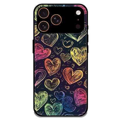 Neon Love Scribble - Glossy Metal Silicone Case For Apple iPhone 17 Pro