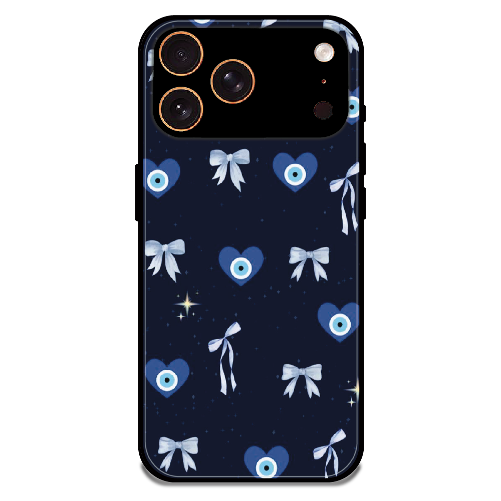 Evil Eye Bow Midnight - Glossy Metal Silicone Case For Apple iPhone 17 Pro