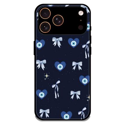 Evil Eye Bow Midnight - Glossy Metal Silicone Case For Apple iPhone 17 Pro