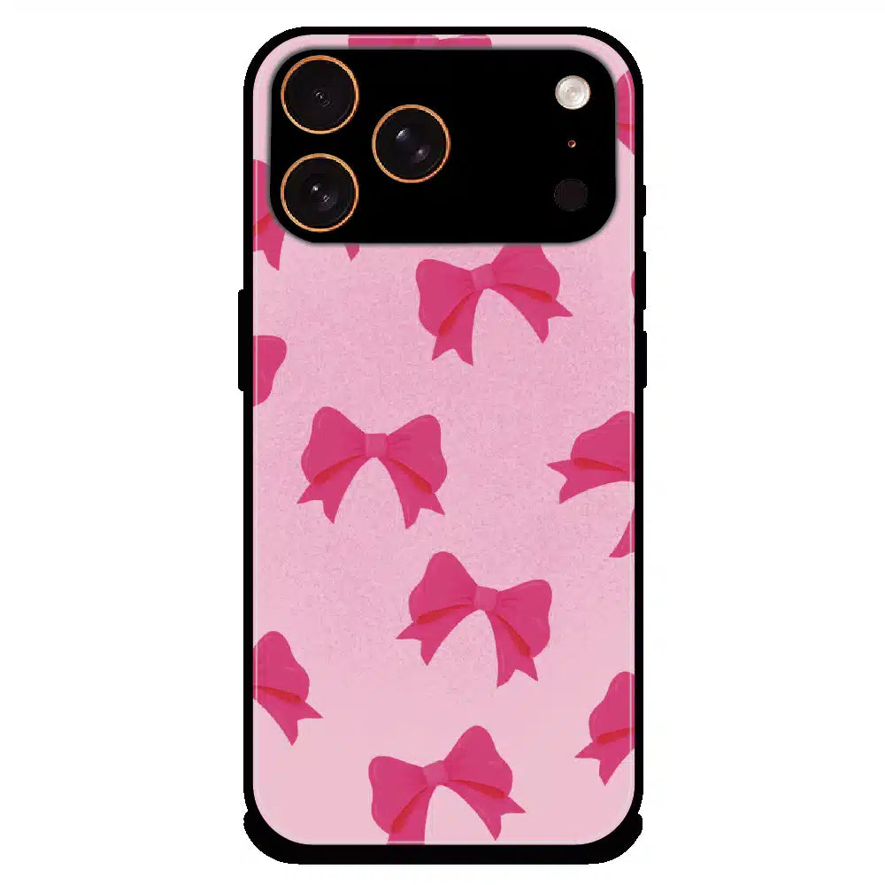 Pink Bow Aesthetic Pattern - Glossy Metal Silicone Case For Apple iPhone 17 Pro