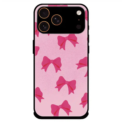 Pink Bow Aesthetic Pattern - Glossy Metal Silicone Case For Apple iPhone 17 Pro