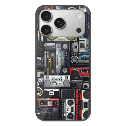 Retro Boombox Music Pattern - Printed Silicone Case For Apple iPhone 17 Pro