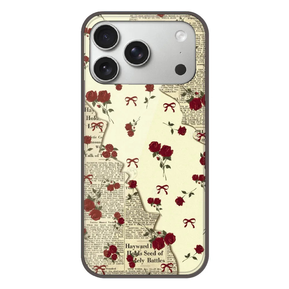 Floral Newspaper Aesthetic - Printed Silicone Case For Apple iPhone 17 Pro