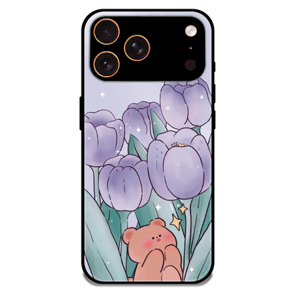Tulip Bear Dreamscape - Glossy Metal Silicone Case For Apple iPhone 17 Pro