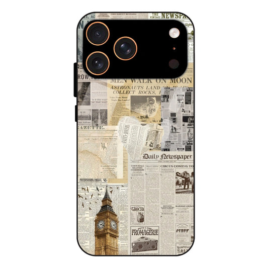 Vintage Newspaper Collage - Glass Case For Apple iPhone 17 Pro