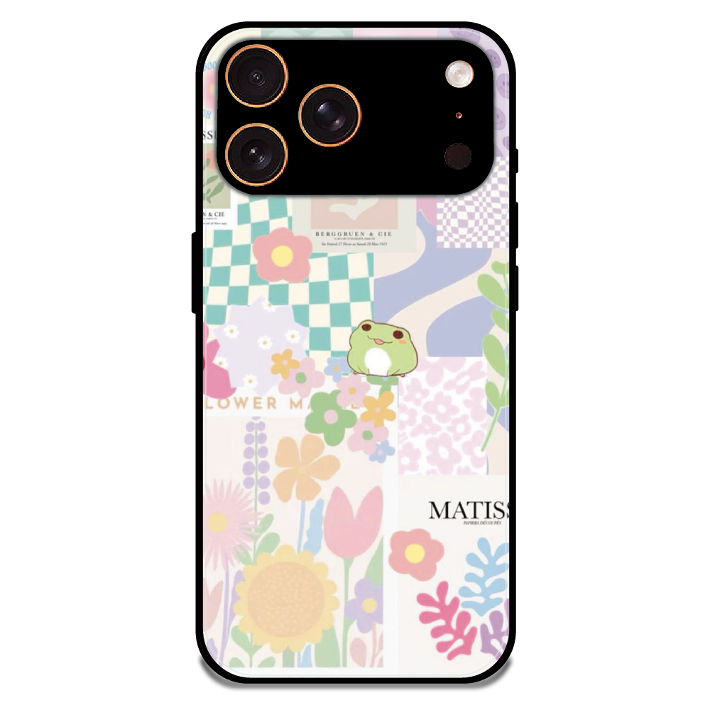 Cute Pastel Floral Collage Art - Glossy Metal Silicone Case For Apple iPhone 17 Pro