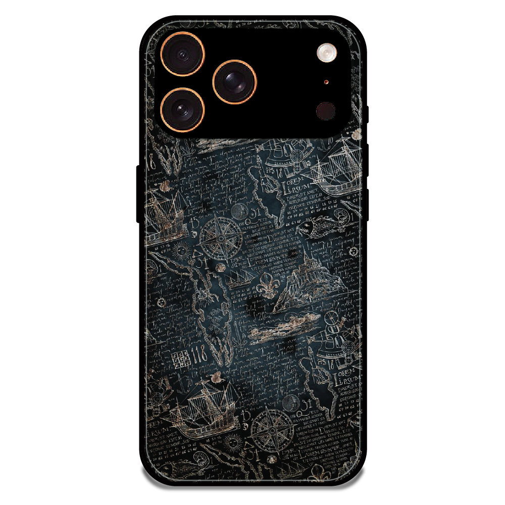 Vintage Explorer Map - Glossy Metal Silicone Case For Apple iPhone 17 Pro