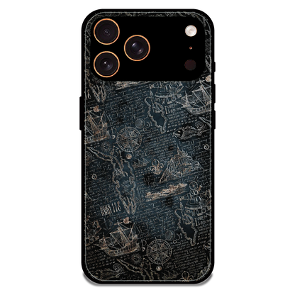 Vintage Explorer Map - Glossy Metal Silicone Case For Apple iPhone 17 Pro