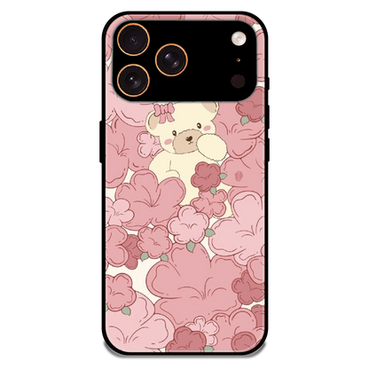 Blush Teddy Floral - Glossy Metal Silicone Case For Apple iPhone 17 Pro