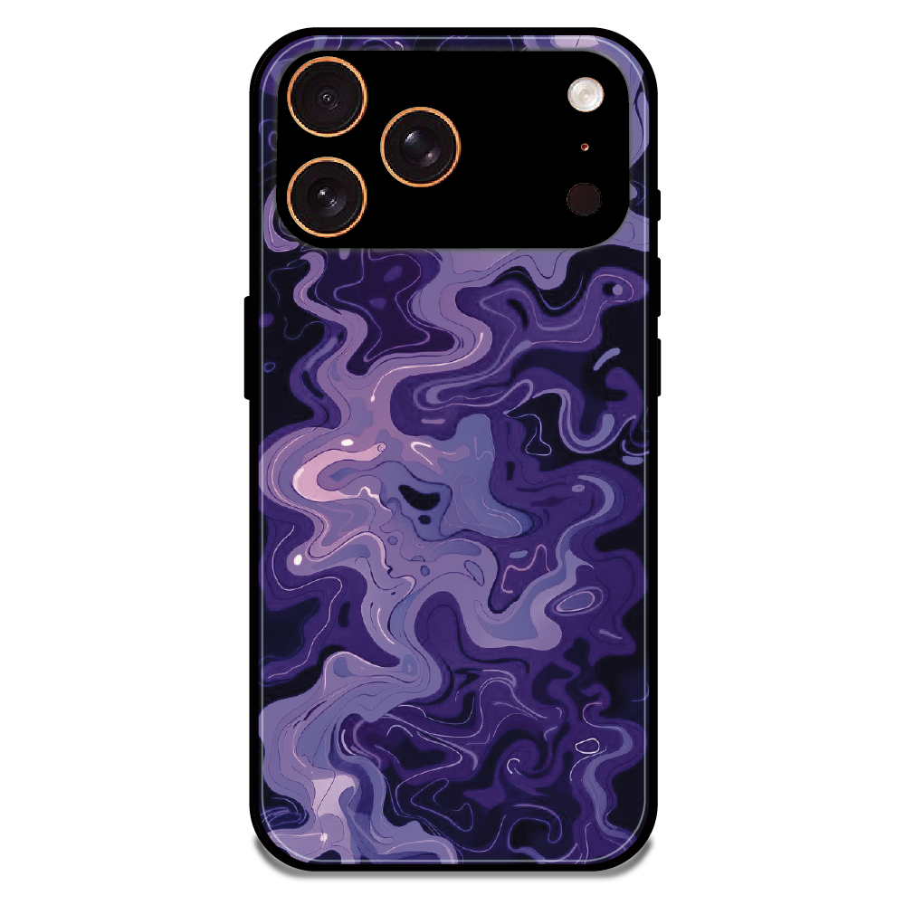 Purple Wave Abstract - Glossy Metal Silicone Case For Apple iPhone 17 Pro