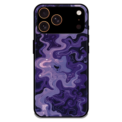 Purple Wave Abstract - Glossy Metal Silicone Case For Apple iPhone 17 Pro