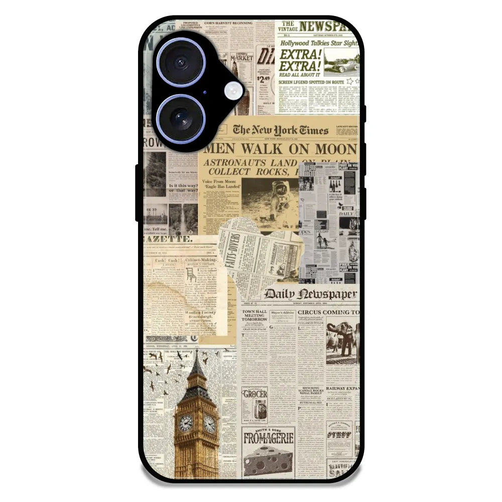 Vintage Newspaper Collage - Glossy Metal Silicone Case For Apple iPhone 17