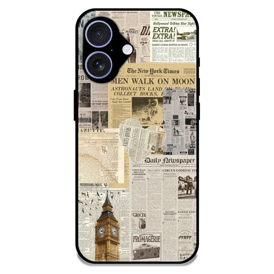 Vintage Newspaper Collage - Glossy Metal Silicone Case For Apple iPhone 17