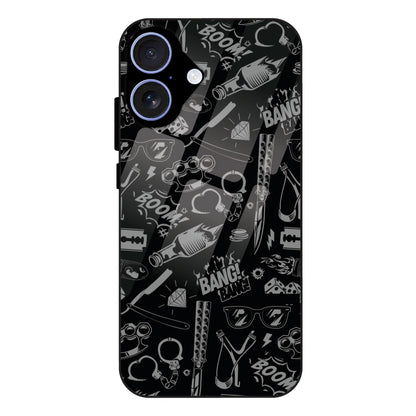 Black Graphic Street Art - Glass Case For Apple iPhone 17