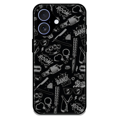 Black Graphic Street Art - Glossy Metal Silicone Case For Apple iPhone 17