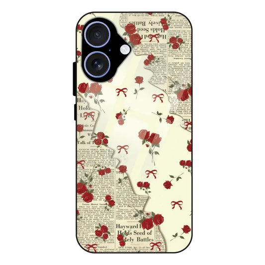 Floral Newspaper Aesthetic - Glass Case For Apple iPhone 17