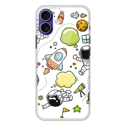 Cute Rocket & Galaxy - Printed Silicone Case For Apple iPhone 17