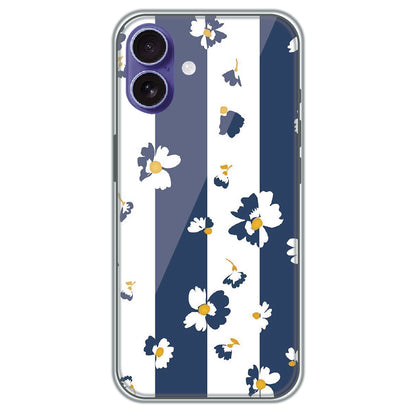 Blue Daisy Stripes - Printed Silicone Case for Apple iPhone 17