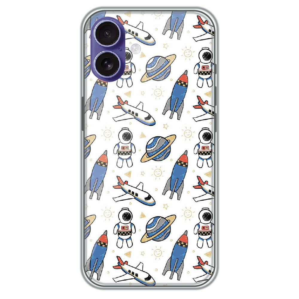 Doodle Space Explorer - Printed Silicone Case for Apple iPhone 17