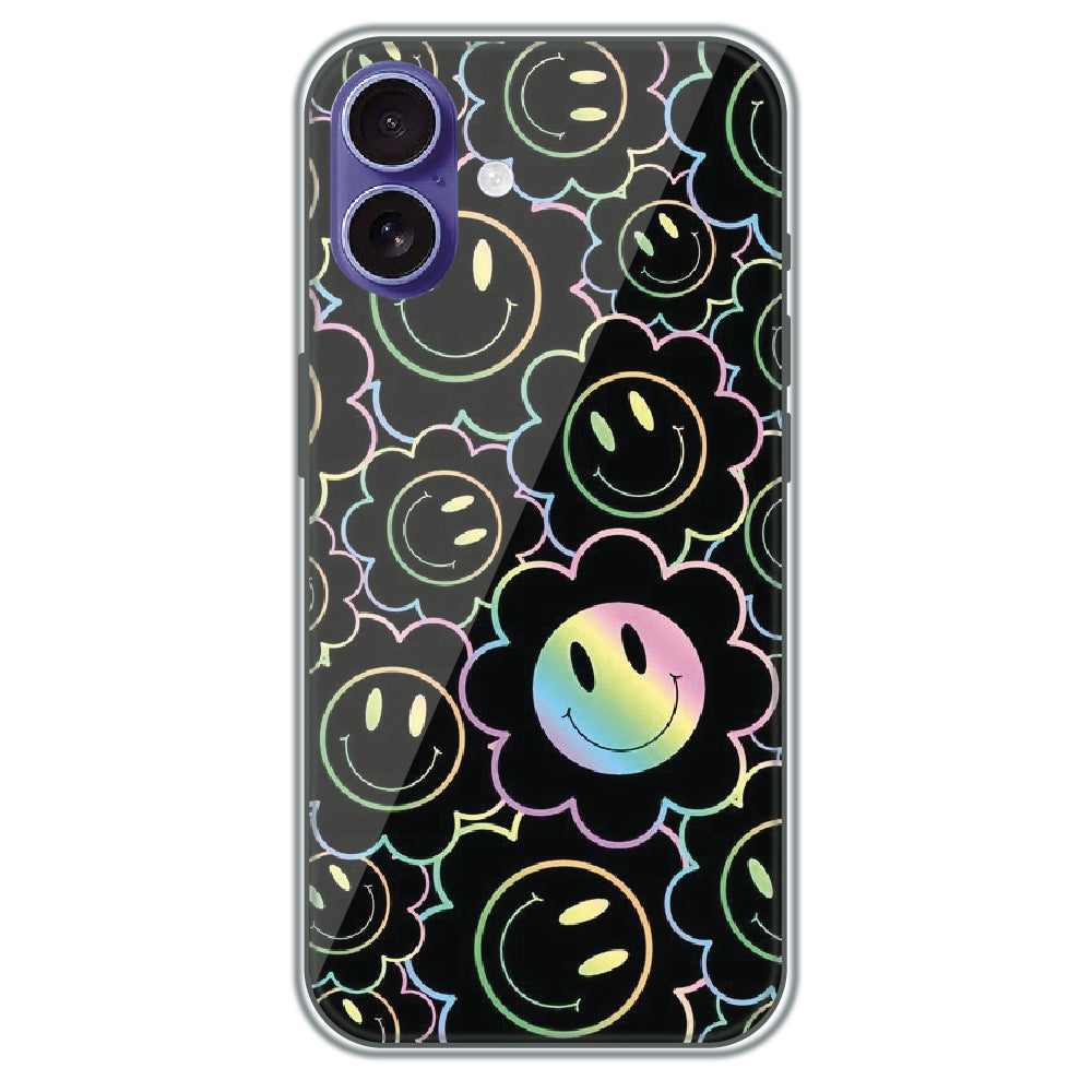 Holographic Smiley Bloom - Printed Silicone Case for Apple iPhone 17