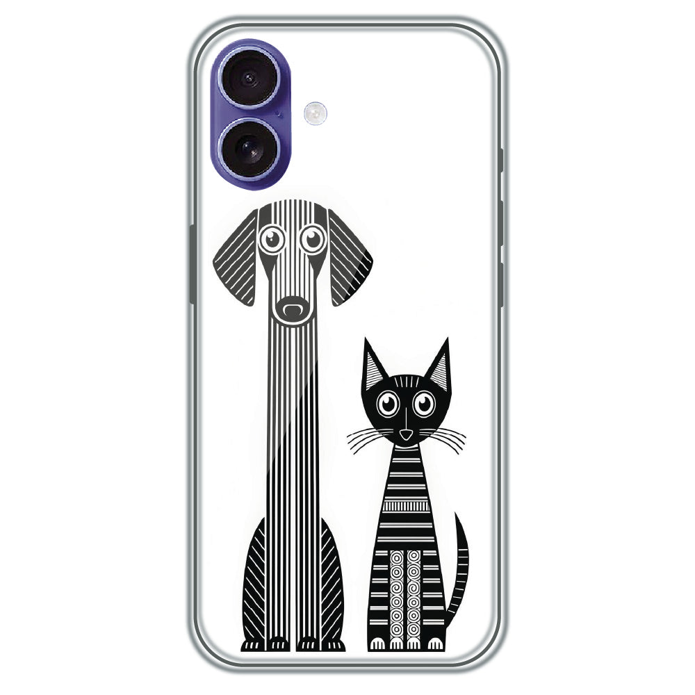 Line Art Dog & Cat - Printed Silicone Case for Apple iPhone 17