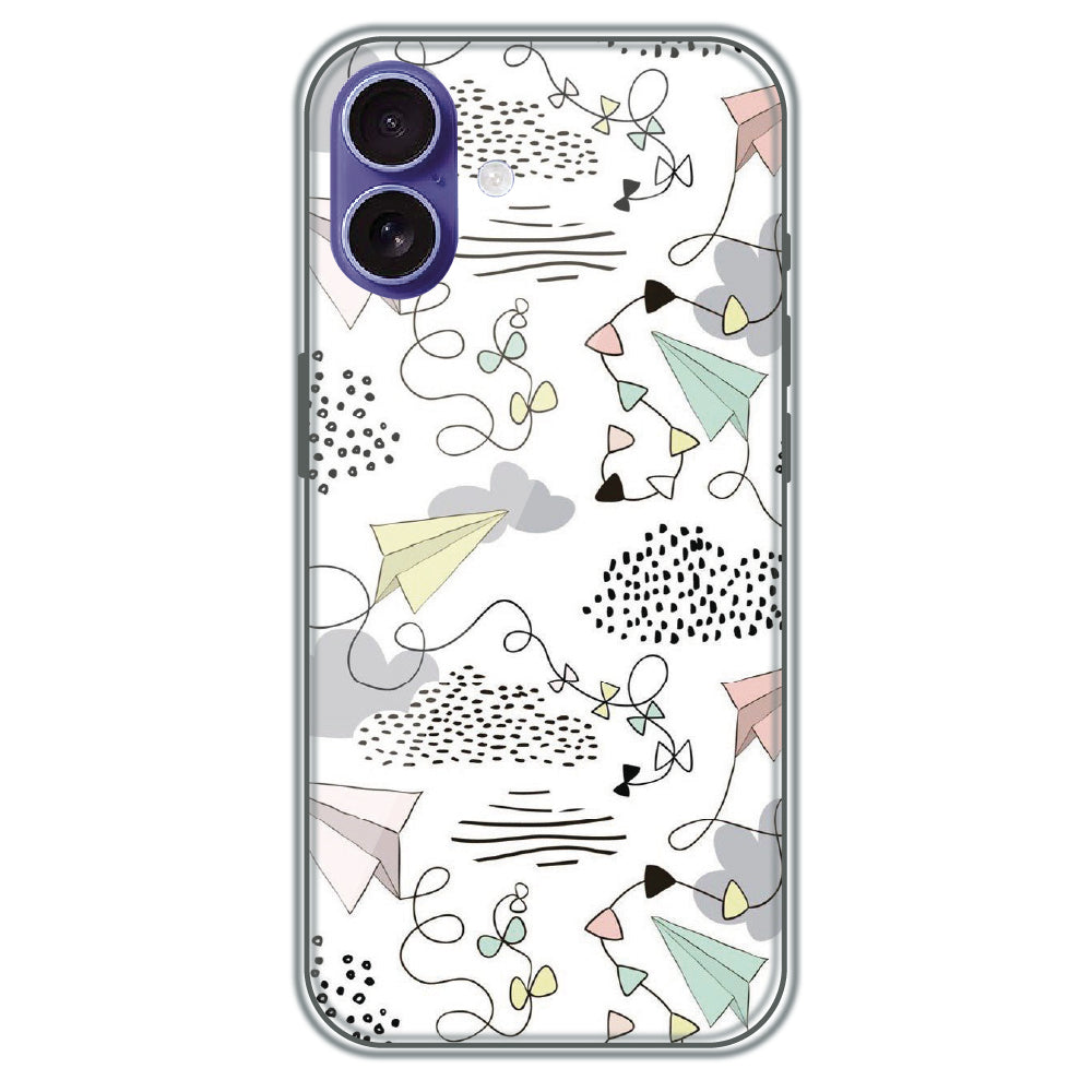 Paper Plane Doodles - Printed Silicone Case for Apple iPhone 17