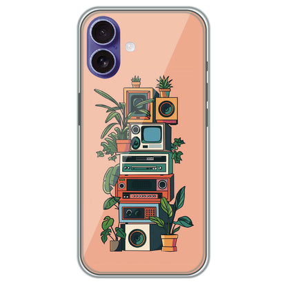 Retro Tech Garden - Printed Silicone Case for Apple iPhone 17