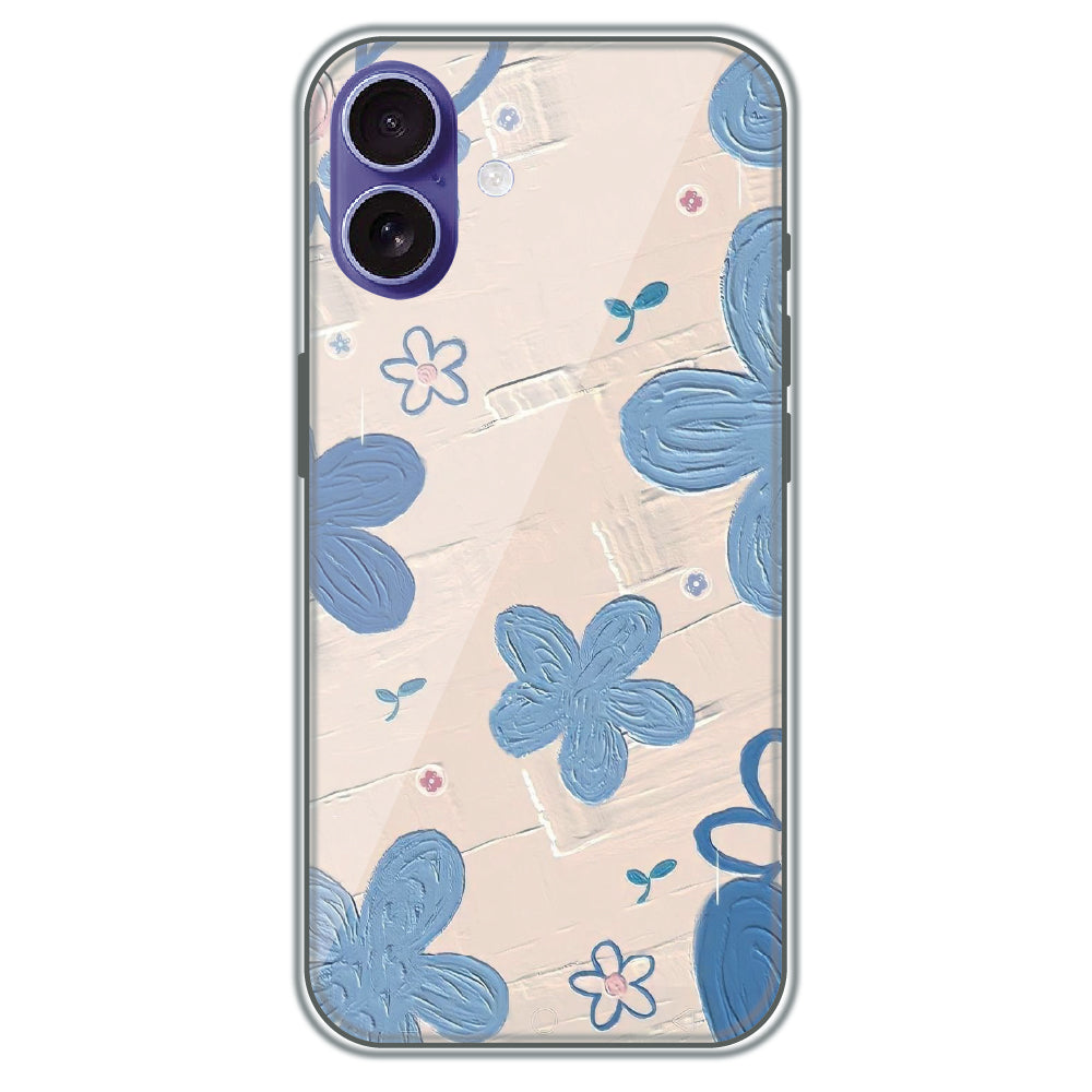 Textured Blue Blossoms - Printed Silicone Case for Apple iPhone 17