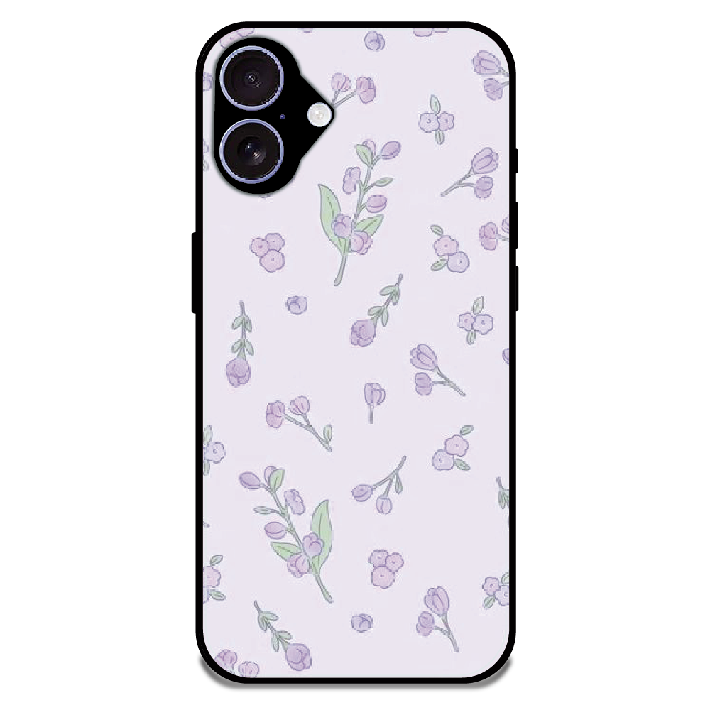 Lavender Floral Ditsy - Glossy Metal Silicone Case For Apple iPhone 17