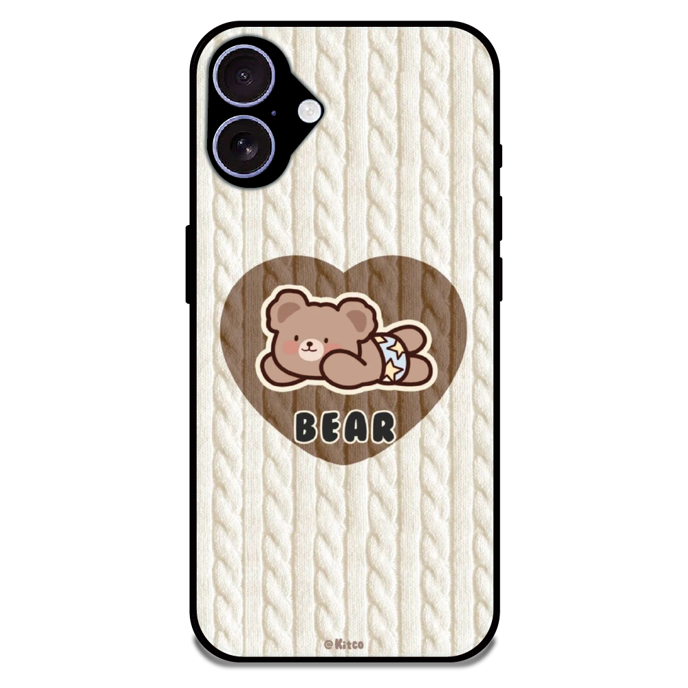 Bear Heart - Glossy Metal Silicone Case For Apple iPhone 17