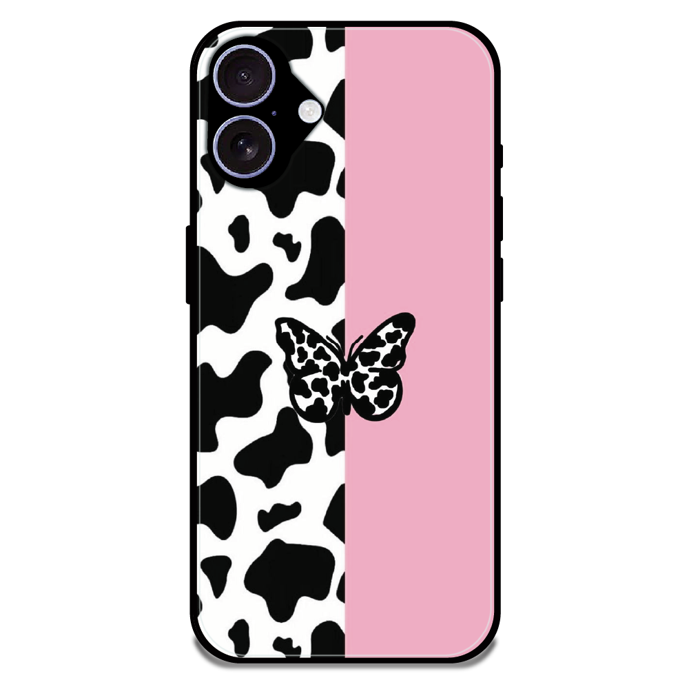Cow Print Butterfly - Glossy Metal Silicone Case For Apple iPhone 17