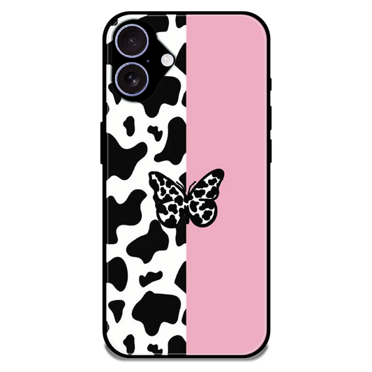 Cow Print Butterfly - Glossy Metal Silicone Case For Apple iPhone 17