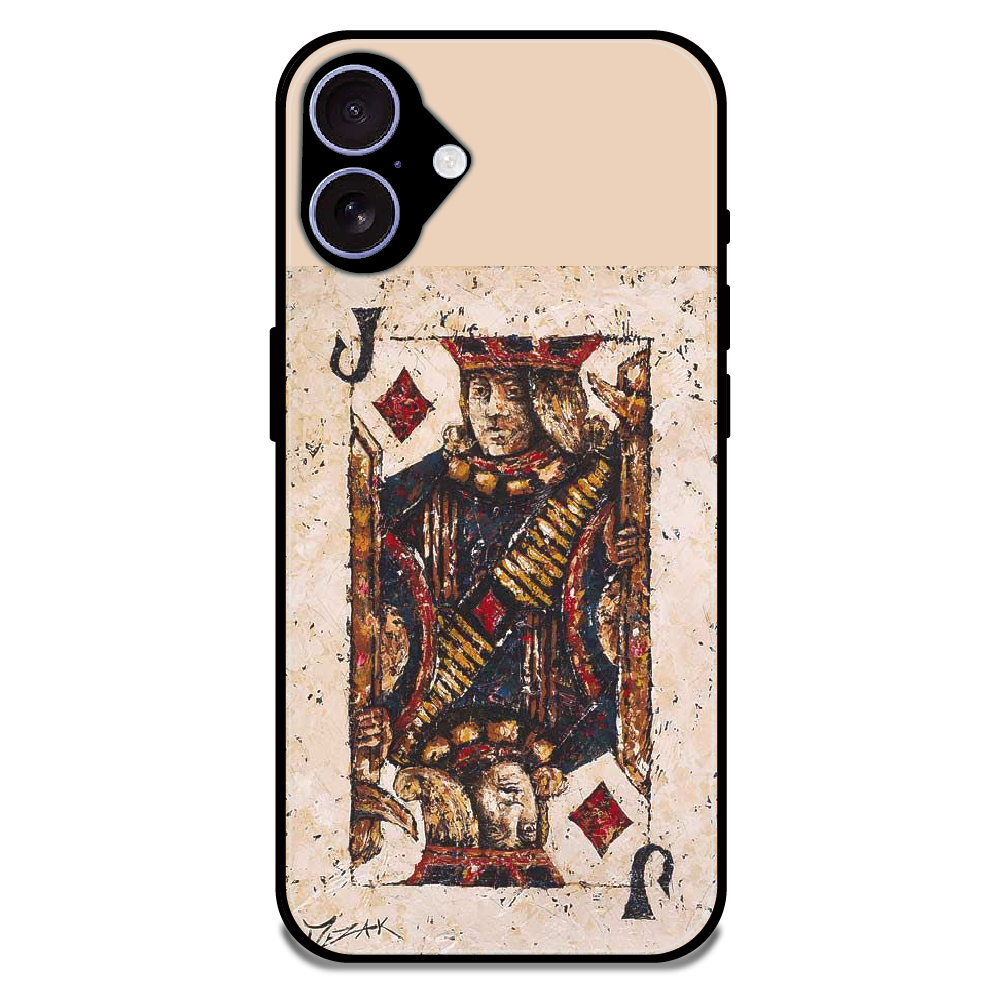 Vintage Playing Card King Art - Glossy Metal Silicone Case For Apple iPhone 17
