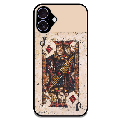 Vintage Playing Card King Art - Glossy Metal Silicone Case For Apple iPhone 17