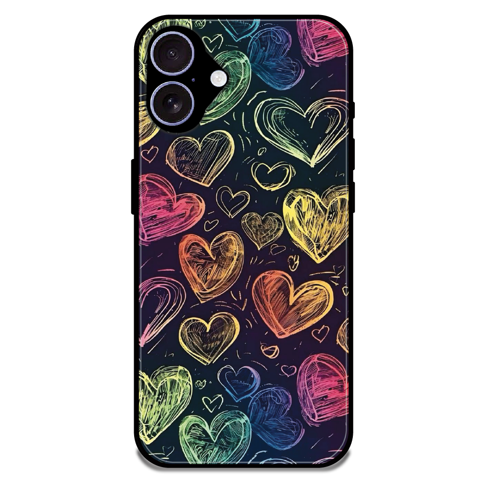 Neon Love Scribble - Glossy Metal Silicone Case For Apple iPhone 17