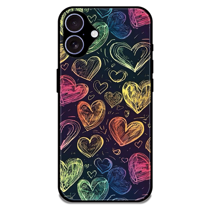 Neon Love Scribble - Glossy Metal Silicone Case For Apple iPhone 17