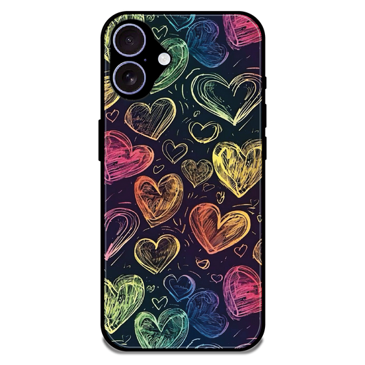 Neon Love Scribble - Glossy Metal Silicone Case For Apple iPhone 17